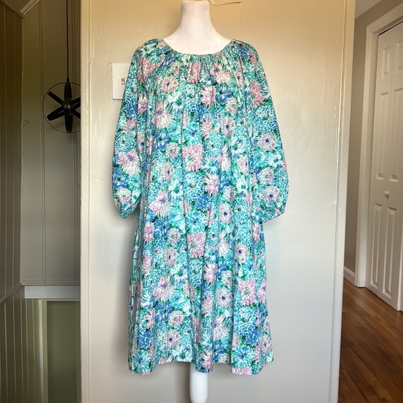 Tuckernuck Frances Valentine Bliss Mini Dress Chrysanthemum Blue Size Small - Picture 3 of 11